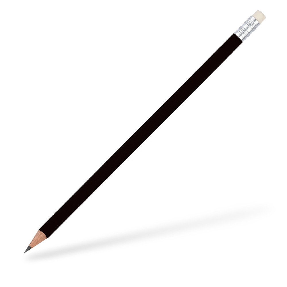 CSW Bleistifte 6-eckiger Bleistift mit Radiergummi matt Schwarz