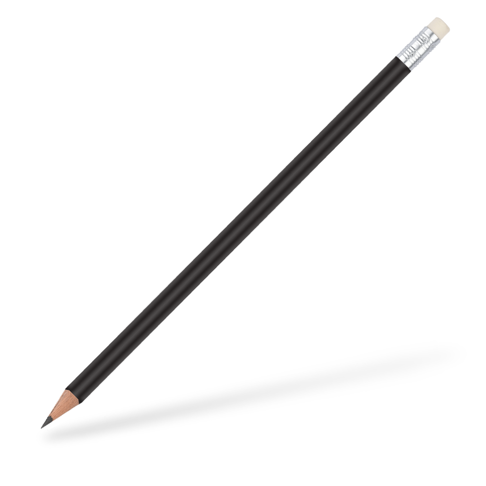 CSW Bleistifte 6-eckiger Bleistift mit Radiergummi glänzend Schwarz