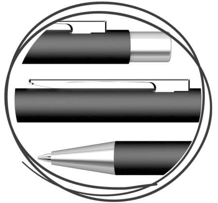 UMA Straight Matt SI Kugelschreiber Schwarz Druckknopf Clip und Spitze