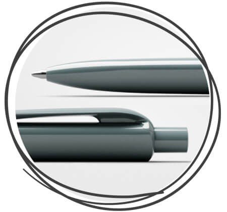 prodir DS8 poliert Kugelschreiber Grau Nahaufnahme Clip und Spitze